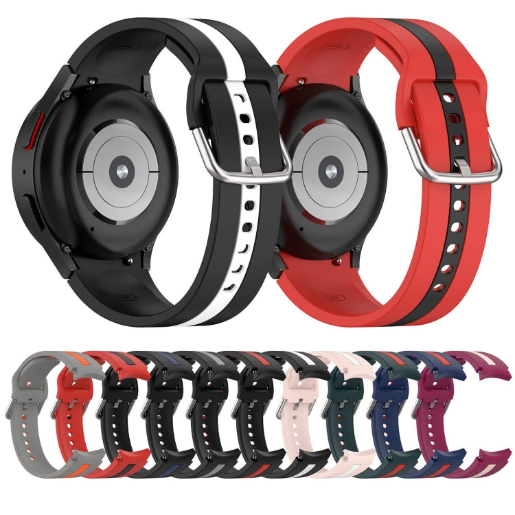 For Samsung Galaxy Watch FE 40mm Two Color Stripe Silicone Watch Band(Red Black) - free shipping - PMc TechLife - Order now!
