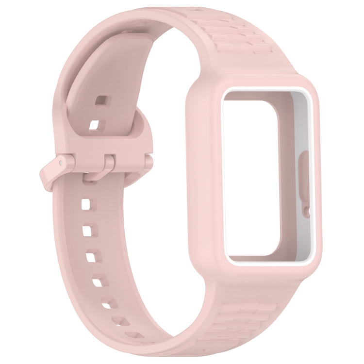 For  Huawei Band 8 NFC Two Color Frame Integrated Silicone Watch Band(Light Pink) - free shipping - PMc TechLife - Order now!
