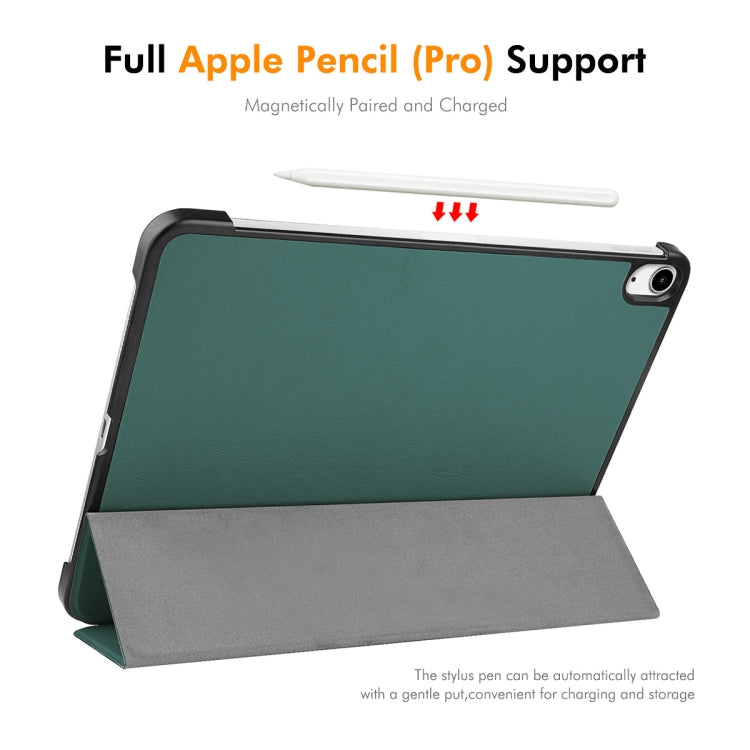 For iPad Air 13 2025 / 2024 ENKAY Tri-fold Custer Texture Plastic Leather Smart Tablet Case(Dark Green) - free shipping - PMC TechLife - Order now!