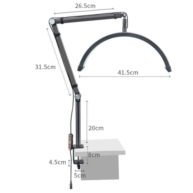 HD-M3X Pro 16 inch Adjustable Brightness Beauty Light Half Moon Light Eyelash Tech Lamp, Plug:EU Plug(White) - Selfie Light by PMC TechLife | Online Shopping South Africa | PMC TechLife | Buy Now Pay Later Mobicred