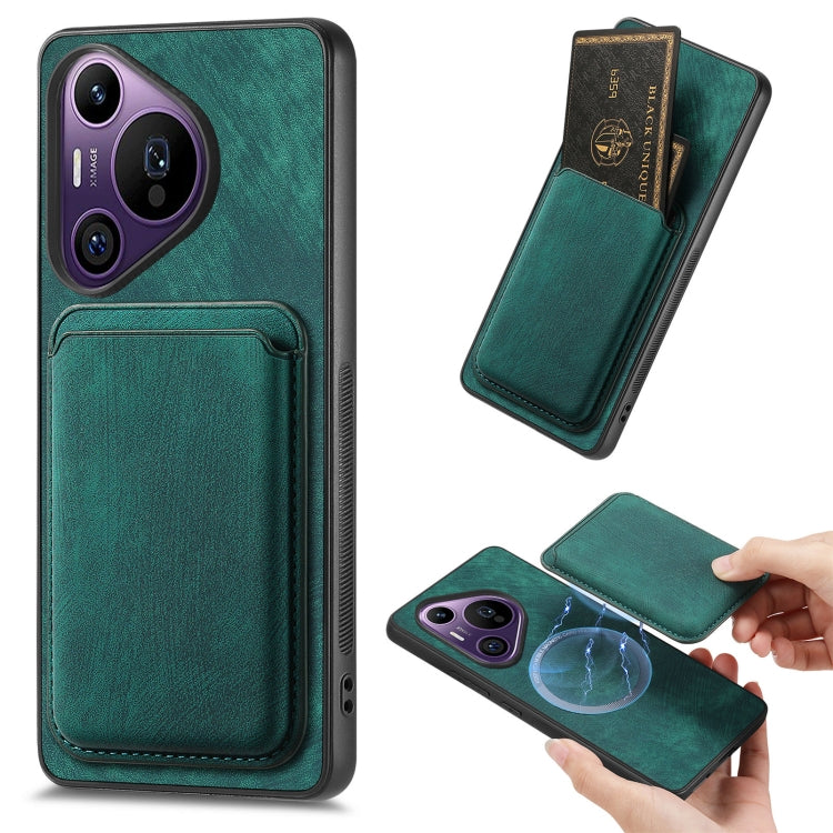 For Huawei Pura 70 Pro+ Retro Leather Card Bag Magnetic Phone Case(Green) - Huawei Cases by PMC Jewellery | Online Shopping South Africa | PMC Jewellery | Buy Now Pay Later Mobicred