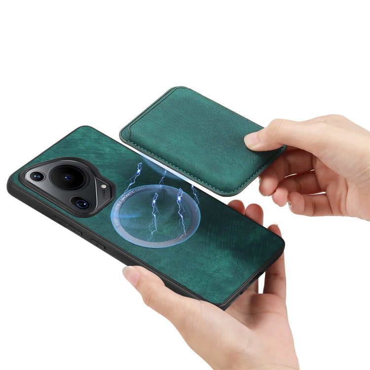 For Huawei Pura 70 Ultra Retro Leather Card Bag Magnetic Phone Case(Green) - Huawei Cases by PMC Jewellery | Online Shopping South Africa | PMC Jewellery | Buy Now Pay Later Mobicred