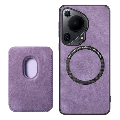 For Huawei Pura 70 Ultra Retro Leather Card Bag Magnetic Phone Case(Purple) - Huawei Cases by PMC Jewellery | Online Shopping South Africa | PMC Jewellery | Buy Now Pay Later Mobicred