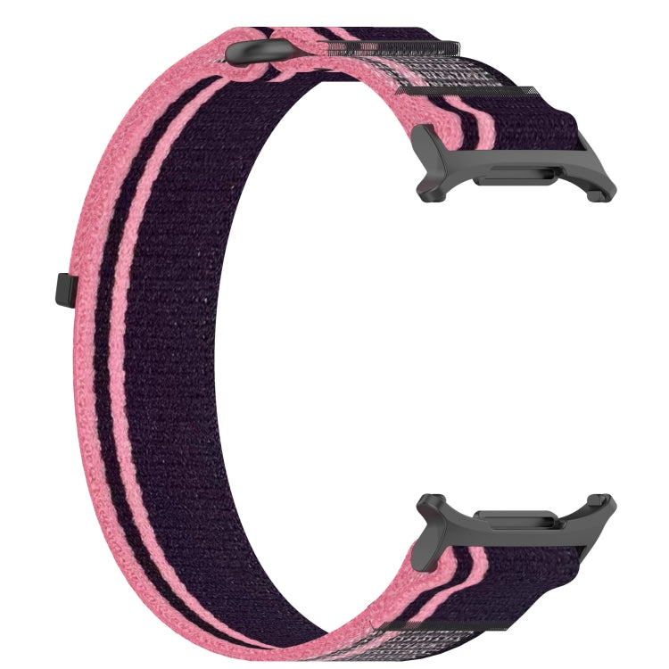 For Samsung Galaxy Watch Ultra 47mm Hook and Loop Fastener Loop Nylon Watch Band(Pink+Purple) - Watch Bands by PMC Jewellery | Online Shopping South Africa | PMC Jewellery | Buy Now Pay Later Mobicred