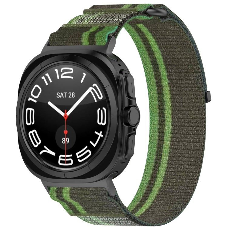 For Samsung Galaxy Watch Ultra 47mm Hook and Loop Fastener Loop Nylon Watch Band(Dark Green) - Watch Bands by PMC Jewellery | Online Shopping South Africa | PMC Jewellery | Buy Now Pay Later Mobicred