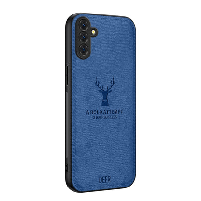 For Samsung Galaxy S25 5G Deer Head Cloth Skin All-inclusive Phone Case(Blue) - Galaxy S25 5G Cases by PMC Jewellery | Online Shopping South Africa | PMC Jewellery | Buy Now Pay Later Mobicred