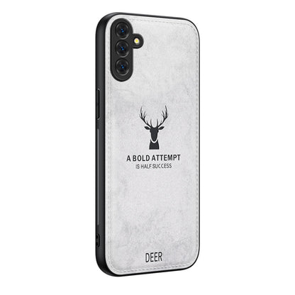 For Samsung Galaxy S25 5G Deer Head Cloth Skin All-inclusive Phone Case(White) - Galaxy S25 5G Cases by PMC Jewellery | Online Shopping South Africa | PMC Jewellery | Buy Now Pay Later Mobicred