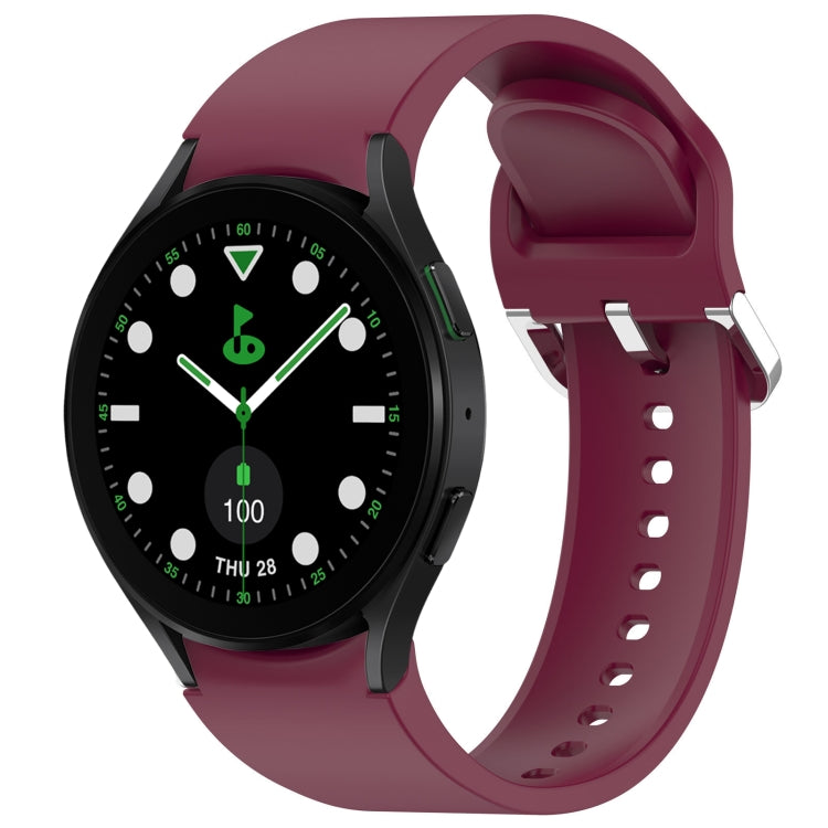 For Samsung Galaxy watch 5 Golf Edition Solid Color Silver Buckle Quick Release Silicone Watch Band(Wine Red) - free shipping - PMC TechLife - Order now!