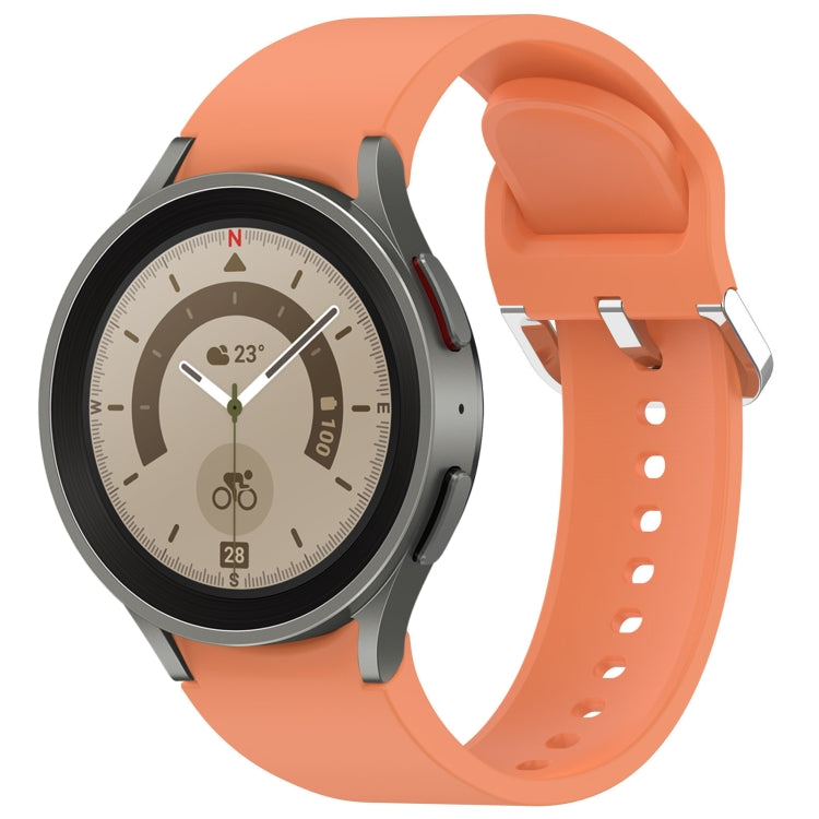 For Samsung Galaxy Watch 5 Pro  45mm Solid Color Silver Buckle Quick Release Silicone Watch Band(Orange) - free shipping - PMC TechLife - Order now!