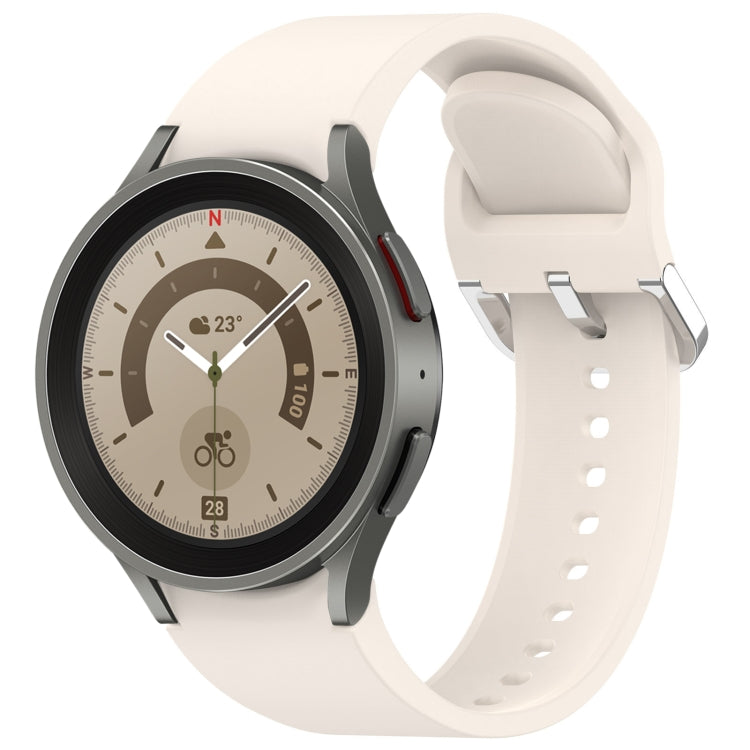 For Samsung Galaxy Watch 5 Pro  45mm Solid Color Silver Buckle Quick Release Silicone Watch Band(Starlight) - free shipping - PMC TechLife - Order now!