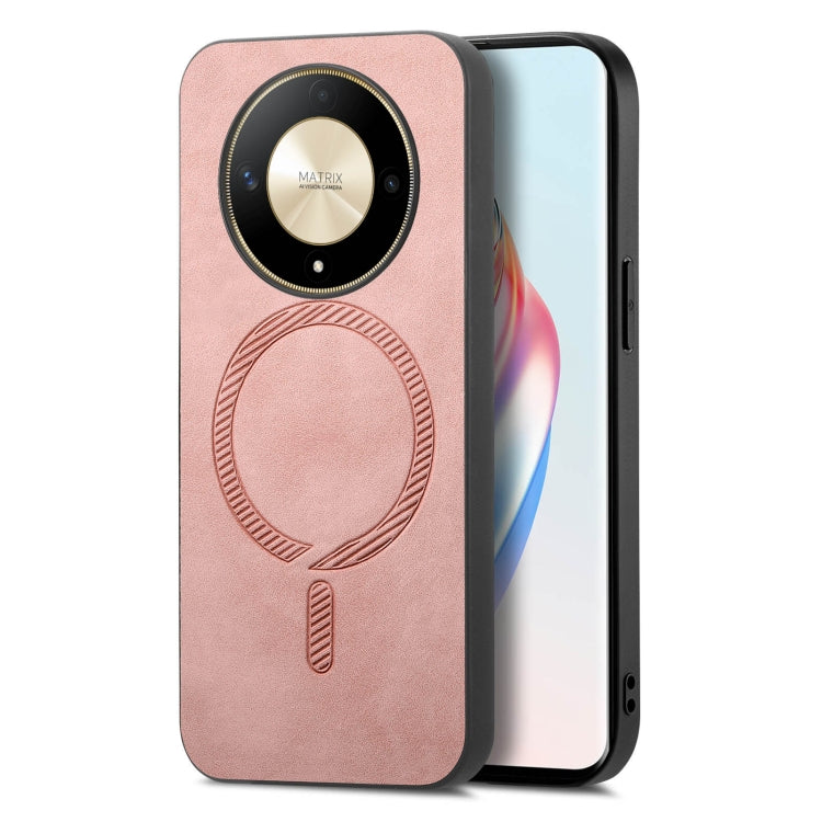 For Honor Magic6 Pro 5G Retro Magsafe Magnetic PU Back Cover Phone Case(Pink) - Honor Cases by PMC Jewellery | Online Shopping South Africa | PMC Jewellery | Buy Now Pay Later Mobicred