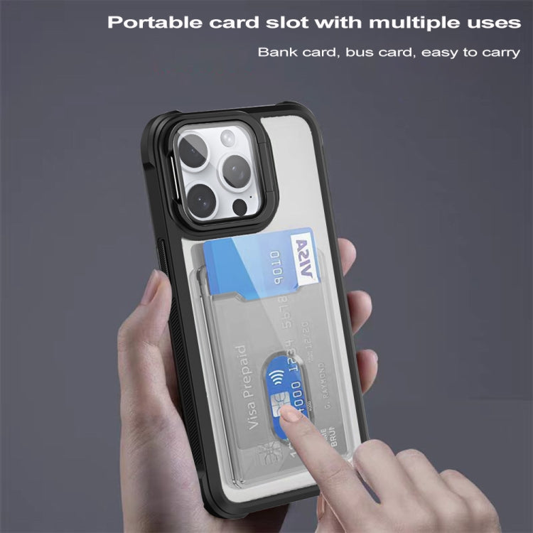 For iPhone 16 Card Bag Holder Acrylic Hybrid TPU Phone Case(Red) - iPhone 16 Cases by PMC TechLife | Online Shopping South Africa | PMC TechLife | Buy Now Pay Later Mobicred