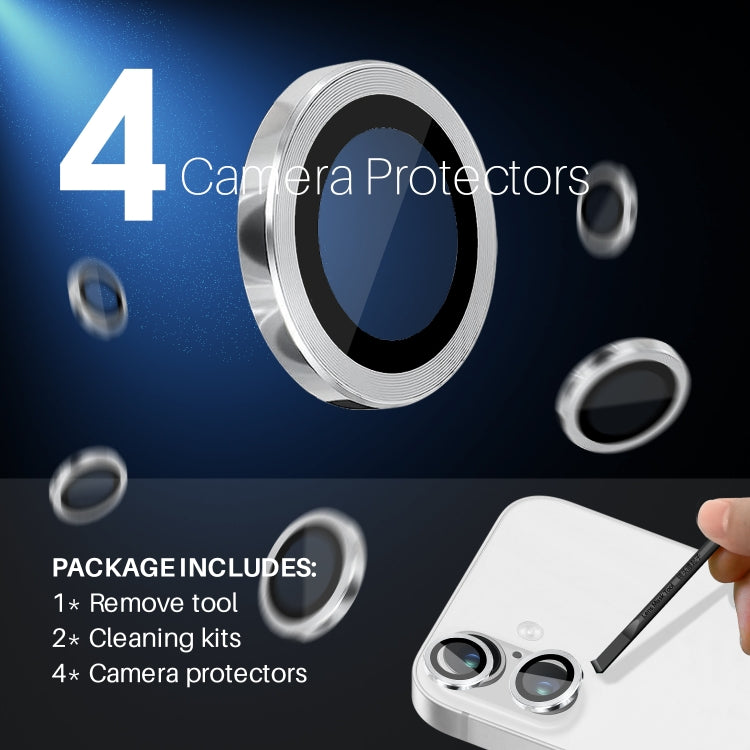 For iPhone 16 / 16 Plus NORTHJO 2 Sets 4pcs Camera Lens Protector Cover Metal Ring Film(Silver) - iPhone 16 Plus Tempered Glass by NORTHJO | Online Shopping South Africa | PMC Jewellery | Buy Now Pay Later Mobicred