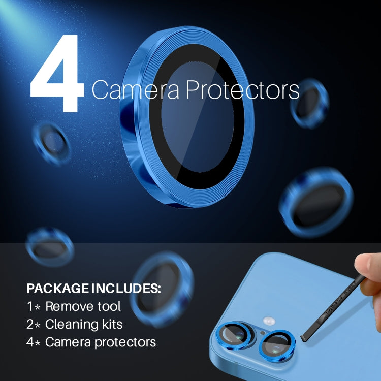 For iPhone 16 / 16 Plus NORTHJO 2 Sets 4pcs Camera Lens Protector Cover Metal Ring Film(Blue) - iPhone 16 Plus Tempered Glass by NORTHJO | Online Shopping South Africa | PMC Jewellery | Buy Now Pay Later Mobicred