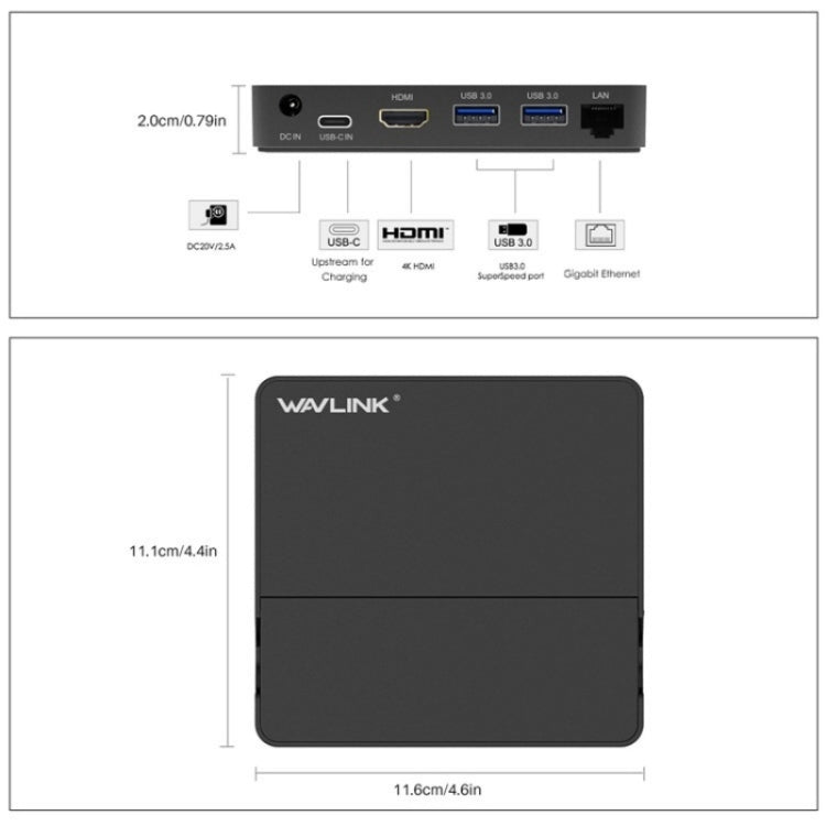 WAVLINK UHP3D01G Gigabit Ethernet USB 3.0 Multi-Function HUB 4K HD Docking Station(EU Plug) - free shipping - PMC Jewellery - Order now!