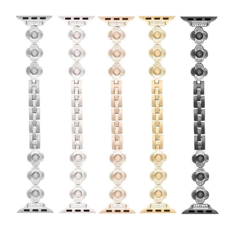For Apple Watch Series 4 44mm Four Leaf Clover Quick-Release Metal Chain Watch Band(Silver) - free shipping - PMC TechLife - Order now!