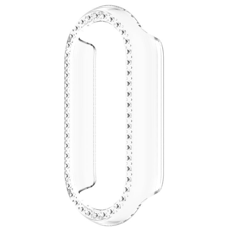 For Xiaomi Smart Band 9 NFC Diamond Half Coverage Hollow PC Watch Protective Case(Transparent White) - Watch Cases by PMC Jewellery | Online Shopping South Africa | PMC Jewellery | Buy Now Pay Later Mobicred