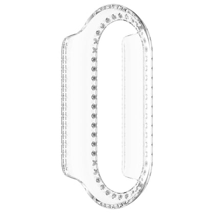 For Xiaomi Smart Band 9 NFC Diamond Half Coverage Hollow PC Watch Protective Case(Transparent White) - Watch Cases by PMC Jewellery | Online Shopping South Africa | PMC Jewellery | Buy Now Pay Later Mobicred