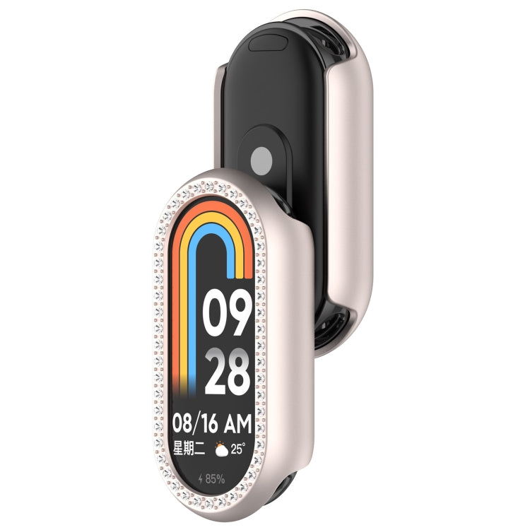 For Xiaomi Smart Band 9 NFC Diamond Half Coverage Hollow PC Watch Protective Case(Starlight) - Watch Cases by PMC TechLife | Online Shopping South Africa | PMC TechLife | Buy Now Pay Later Mobicred