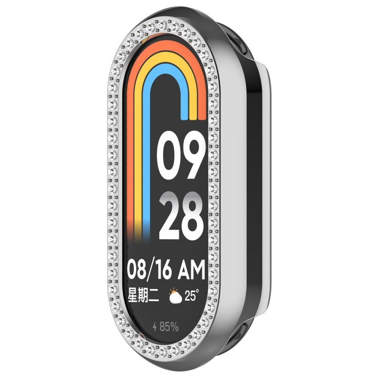 For Xiaomi Smart Band 9 Diamond Half Coverage Hollow PC Watch Protective Case(Silver) - Watch Cases by PMC TechLife | Online Shopping South Africa | PMC TechLife | Buy Now Pay Later Mobicred