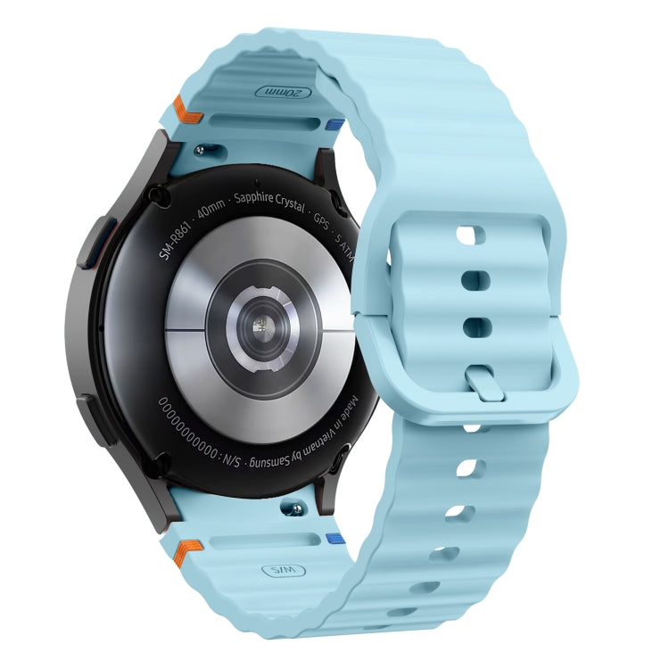 For Samsung Galaxy Watch 6 Classic Wave Pattern Stitched Silicone Watch Band(Light Blue) - free shipping - PMC TechLife - Order now!