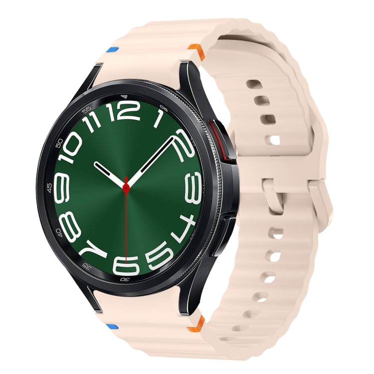 For Samsung Galaxy Watch 6 Classic Wave Pattern Stitched Silicone Watch Band(Pink) - free shipping - PMC TechLife - Order now!