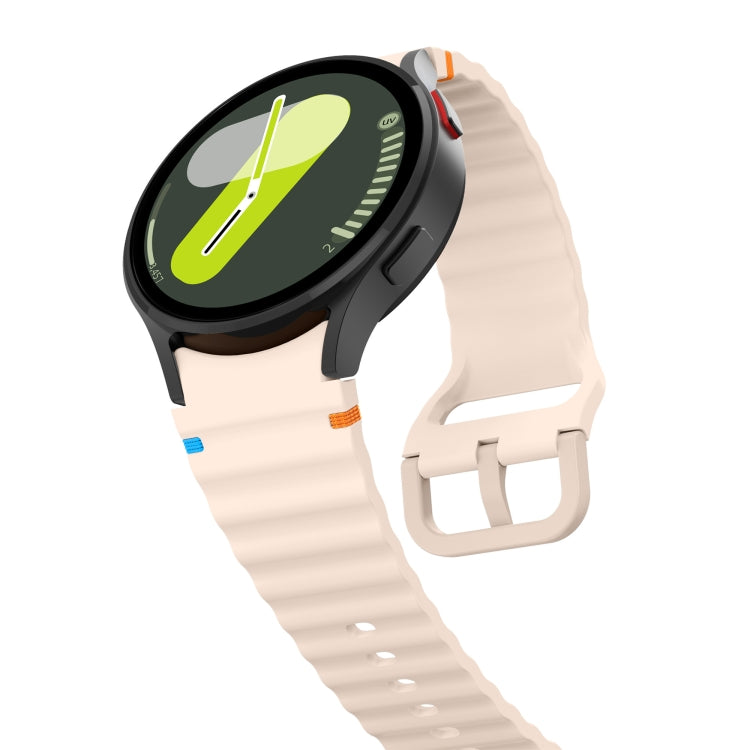 For Samsung Galaxy Watch 6 Classic Wave Pattern Stitched Silicone Watch Band(Pink) - free shipping - PMC TechLife - Order now!