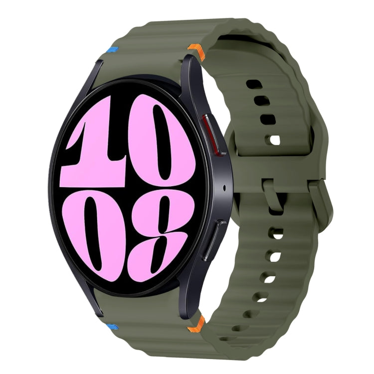 For Samsung Galaxy Watch 6 40 / 44mm Wave Pattern Stitched Silicone Watch Band(Army Green) - free shipping - PMC TechLife - Order now!