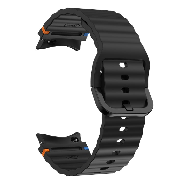 For Samsung Galaxy Watch 5 40 / 44mm Wave Pattern Stitched Silicone Watch Band(Black) - free shipping - PMC TechLife - Order now!