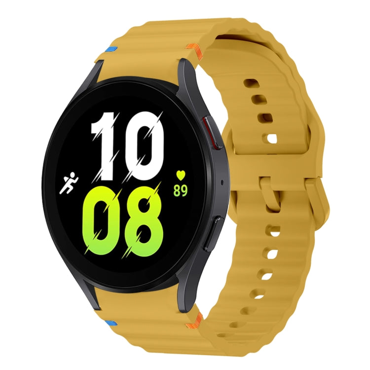 For Samsung Galaxy Watch 5 40 / 44mm Wave Pattern Stitched Silicone Watch Band(Yellow) - free shipping - PMC TechLife - Order now!