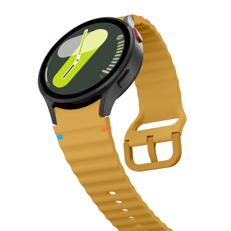For Samsung Galaxy Watch 5 40 / 44mm Wave Pattern Stitched Silicone Watch Band(Yellow) - free shipping - PMC TechLife - Order now!