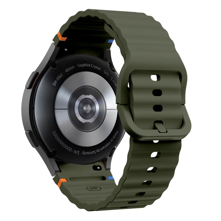 For Samsung Galaxy Watch 5 40 / 44mm Wave Pattern Stitched Silicone Watch Band(Army Green) - free shipping - PMC TechLife - Order now!