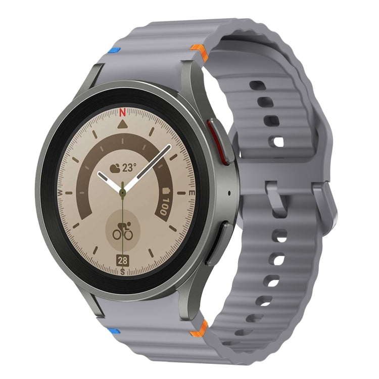 For Samsung Galaxy Watch 5 Pro Wave Pattern Stitched Silicone Watch Band(Dark Gray) - free shipping - PMC TechLife - Order now!