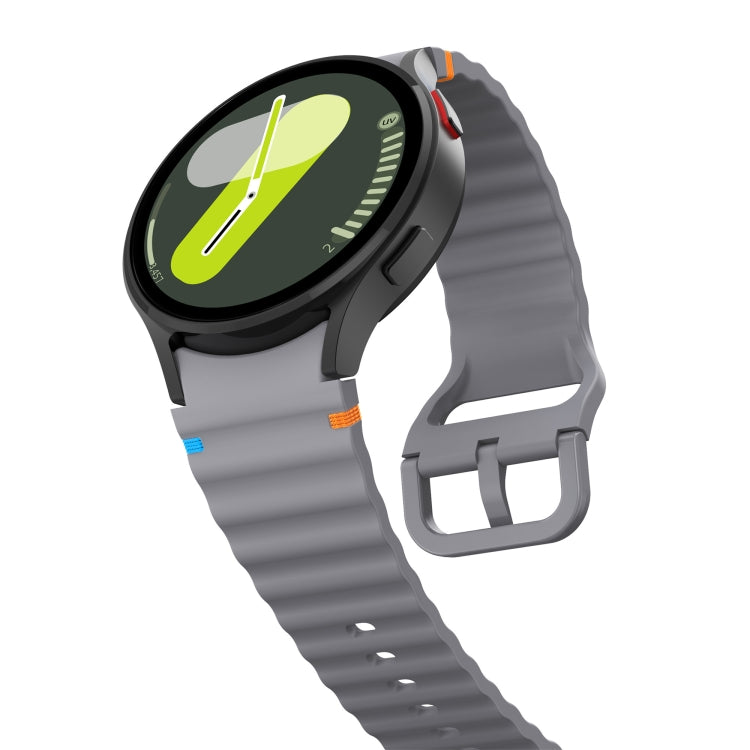 For Samsung Galaxy Watch 4 40 / 44mm Wave Pattern Stitched Silicone Watch Band(Dark Gray) - free shipping - PMC TechLife - Order now!