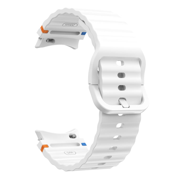For Samsung Galaxy Watch3 41mm Wave Pattern Stitched Silicone Watch Band(White) - free shipping - PMC TechLife - Order now!