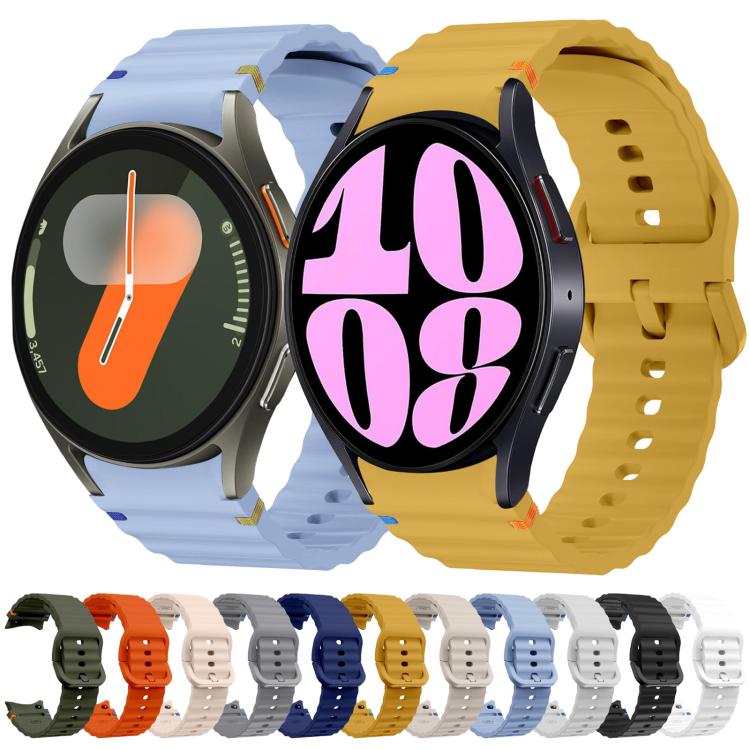 For Samsung Galaxy Watch 7 40 / 44mm Wave Pattern Stitched Silicone Watch Band(White) - free shipping - PMC TechLife - Order now!