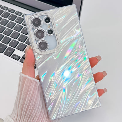 For Samsung Galaxy S25 Ultra 5G Plating Glitter Texture TPU Phone Case with Lens Film(White Water Ripples) - Galaxy S25 Ultra 5G Cases by PMC Jewellery | Online Shopping South Africa | PMC Jewellery | Buy Now Pay Later Mobicred