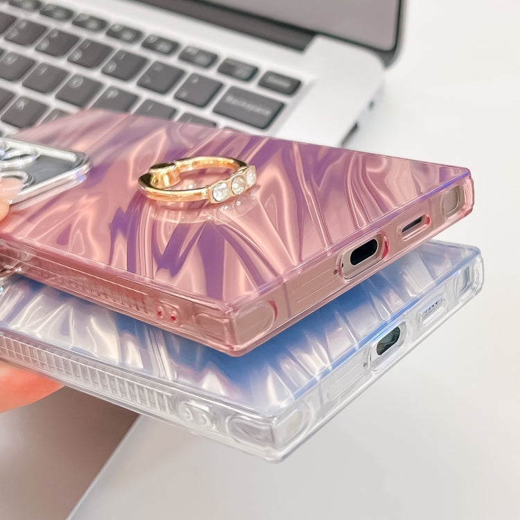 For Samsung Galaxy S25 5G Plating Glitter Texture Ring Holder TPU Phone Case with Lens Film(Purple Water Ripples) - Galaxy S25 5G Cases by PMC Jewellery | Online Shopping South Africa | PMC Jewellery | Buy Now Pay Later Mobicred