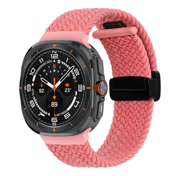 For Samsung Galaxy Watch Ultra 47mm Fold Magnetic Buckle Braided Watch Band(Pink) - Watch Bands by PMC Jewellery | Online Shopping South Africa | PMC Jewellery | Buy Now Pay Later Mobicred