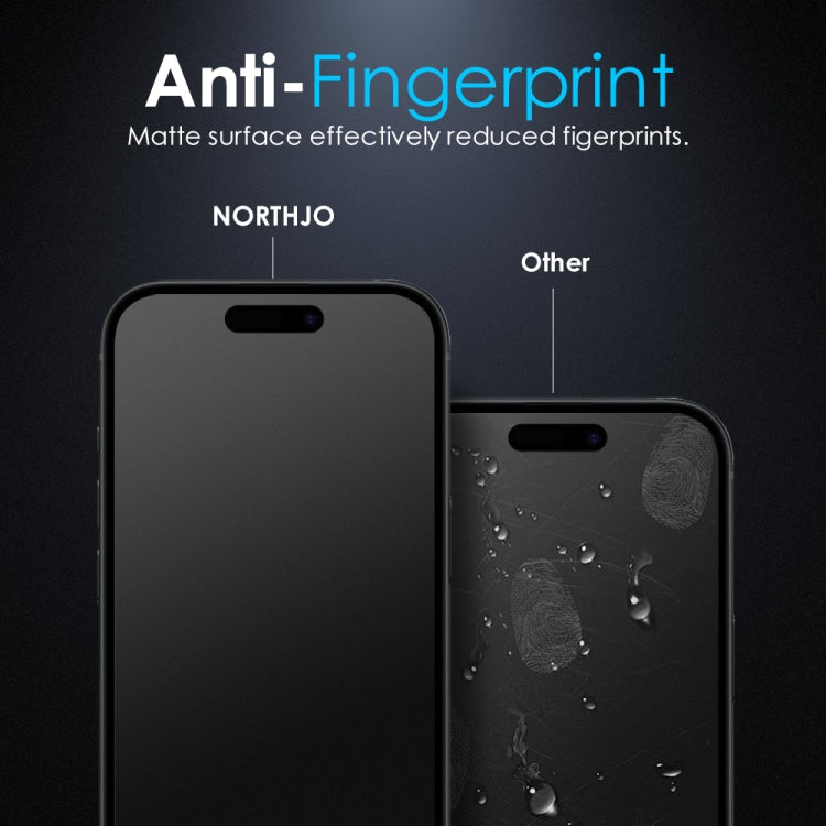 For iPhone 16 Pro Max NORTHJO Matte Silkscreen Anti-Fingerprint Tempered Glass Film - iPhone 16 Pro Max Tempered Glass by NORTHJO | Online Shopping South Africa | PMC Jewellery | Buy Now Pay Later Mobicred