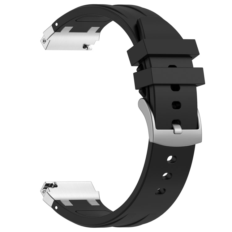 For Amazfit Active 20mm Quick Release Silver Buckle Royal Silicone Watch Band(Black) - free shipping - PMC TechLife - Order now!