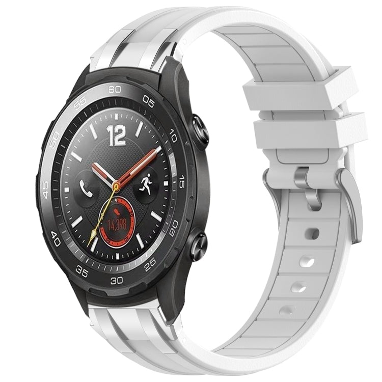 For Huawei Watch 2 20mm Quick Release Silver Buckle Royal Silicone Watch Band(White) - free shipping - PMC TechLife - Order now!