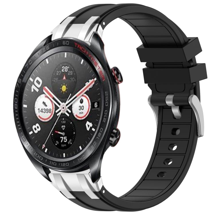 For Honor Magic Watch 22mm Quick Release Silver Buckle Royal Silicone Watch Band(Black) - free shipping - PMC TechLife - Order now!