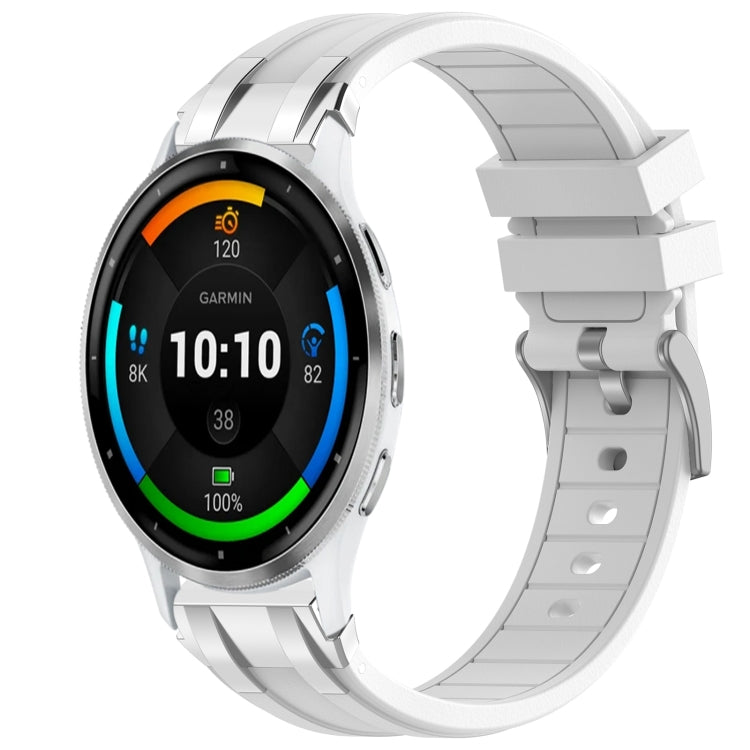 For Garmin Venu 3 22mm Quick Release Silver Buckle Royal Silicone Watch Band(White) - free shipping - PMC TechLife - Order now!