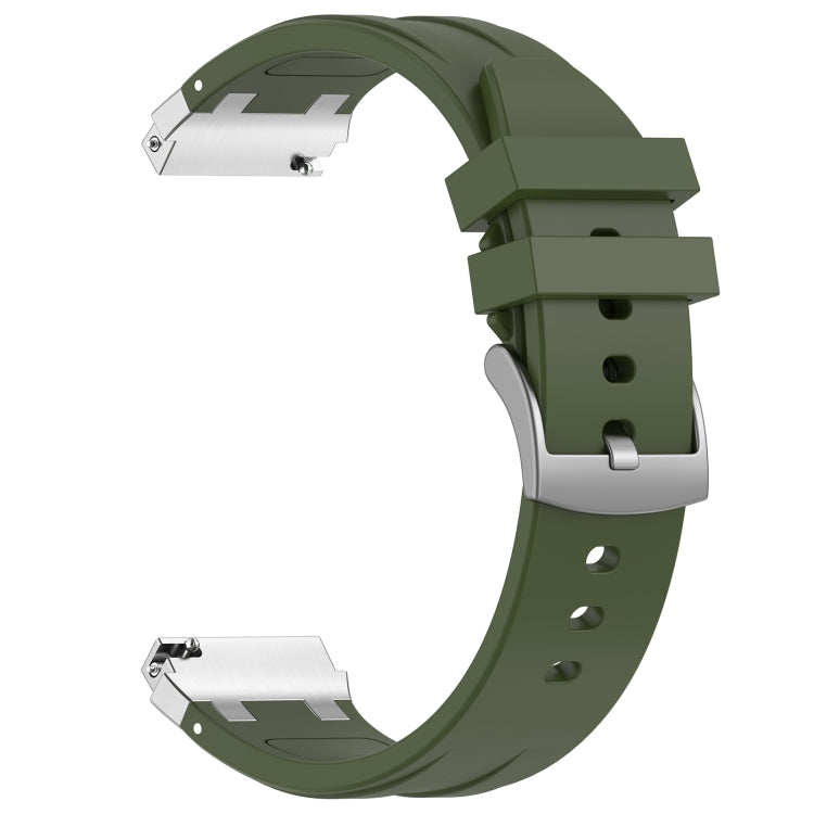 For Garmin Forerunner 265 22mm Quick Release Silver Buckle Royal Silicone Watch Band(Olive Green) - free shipping - PMC TechLife - Order now!
