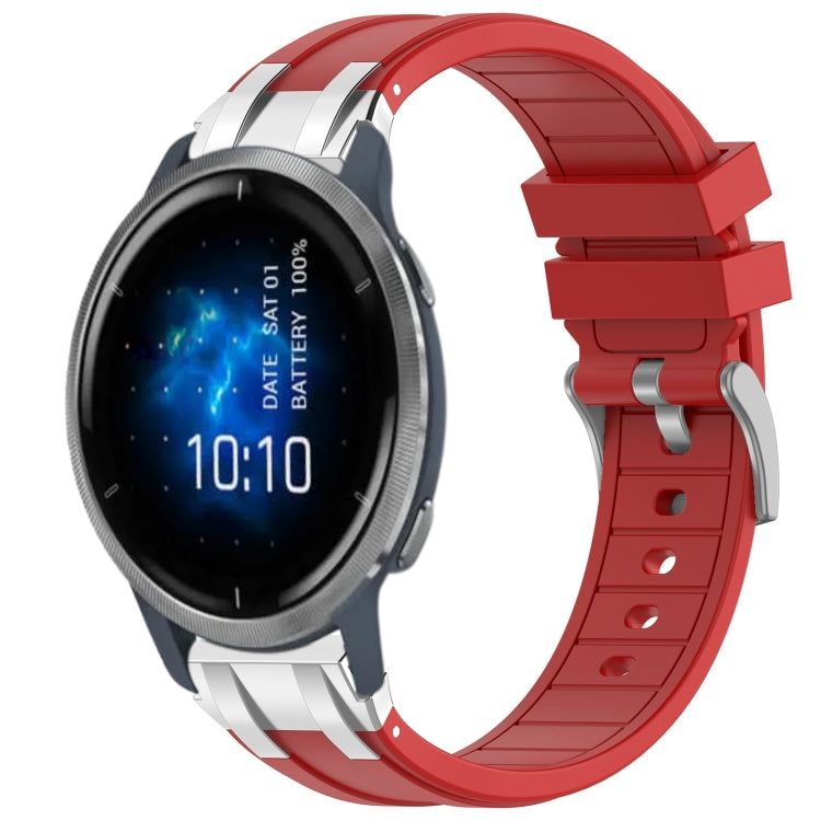 For Garmin Venu 2 22mm Quick Release Silver Buckle Royal Silicone Watch Band(Red) - free shipping - PMC TechLife - Order now!