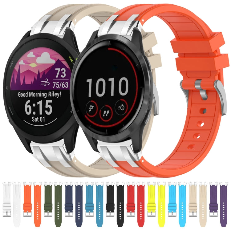 For Garmin Forerunner 265 22mm Quick Release Silver Buckle Royal Silicone Watch Band(White) - free shipping - PMC TechLife - Order now!