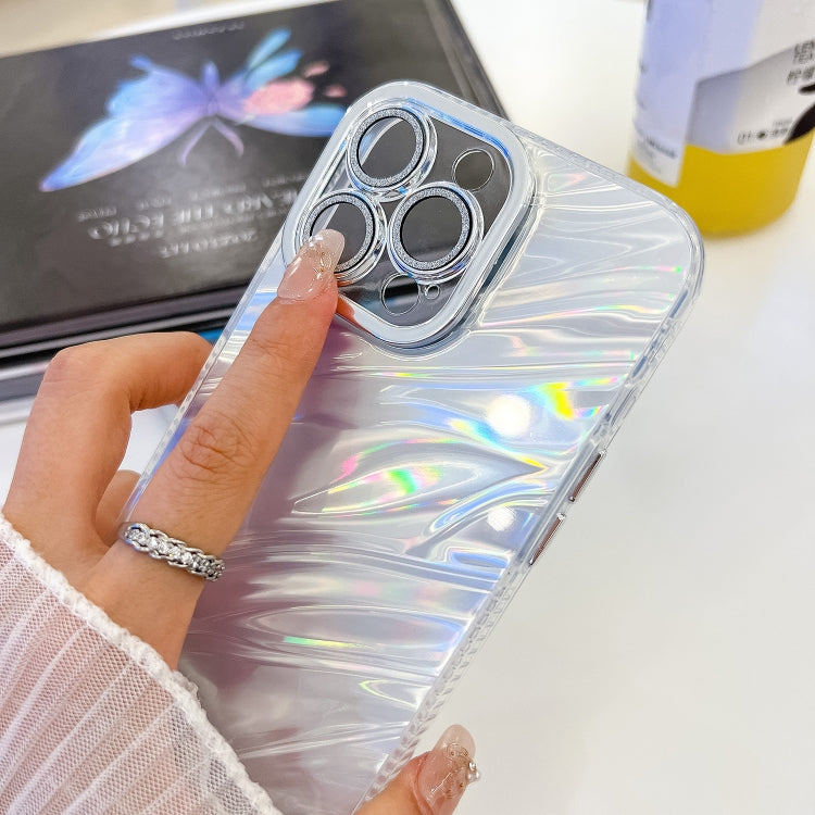 For iPhone 16e Plating Glitter Texture Chain Wristband TPU Phone Case with Lens Film(Pink Feathers) - iPhone 16e Cases by PMC TechLife | Online Shopping South Africa | PMC TechLife | Buy Now Pay Later Mobicred