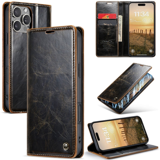 For iPhone 16 Pro Max CaseMe 003 Crazy Horse Texture Flip Leather Phone Case(Coffee) - iPhone 16 Pro Max Cases by CaseMe | Online Shopping South Africa | PMC Jewellery | Buy Now Pay Later Mobicred