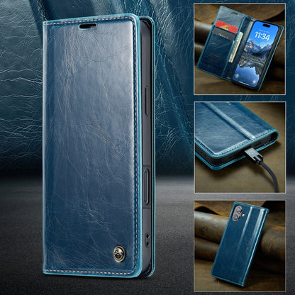 For iPhone 16 CaseMe 003 Crazy Horse Texture Flip Leather Phone Case(Blue) - iPhone 16 Cases by CaseMe | Online Shopping South Africa | PMC Jewellery | Buy Now Pay Later Mobicred